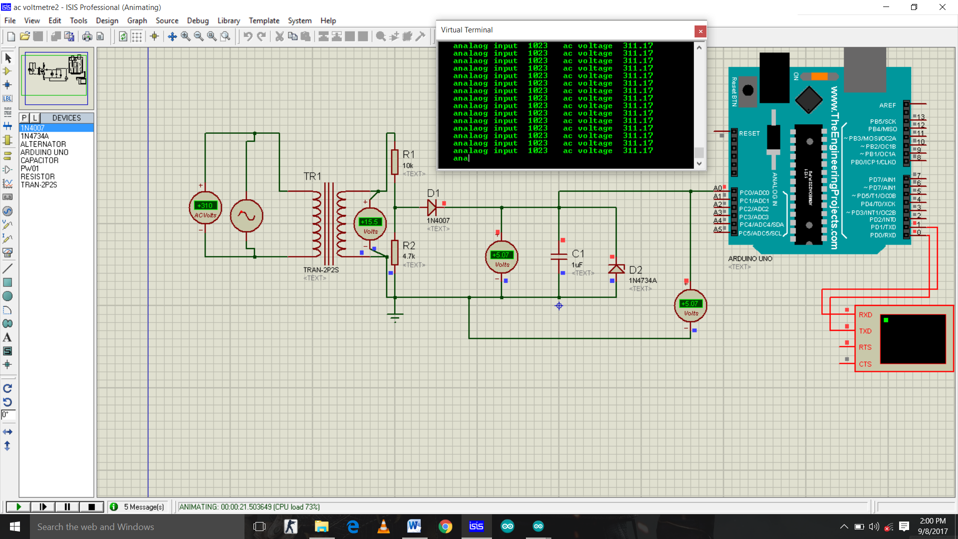 simulation of the circuit 