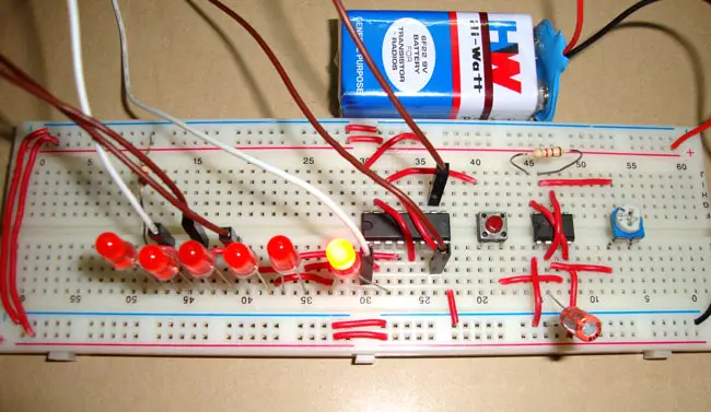 Electronic Dice using 4017 IC, 6 Leds with 555 Timer