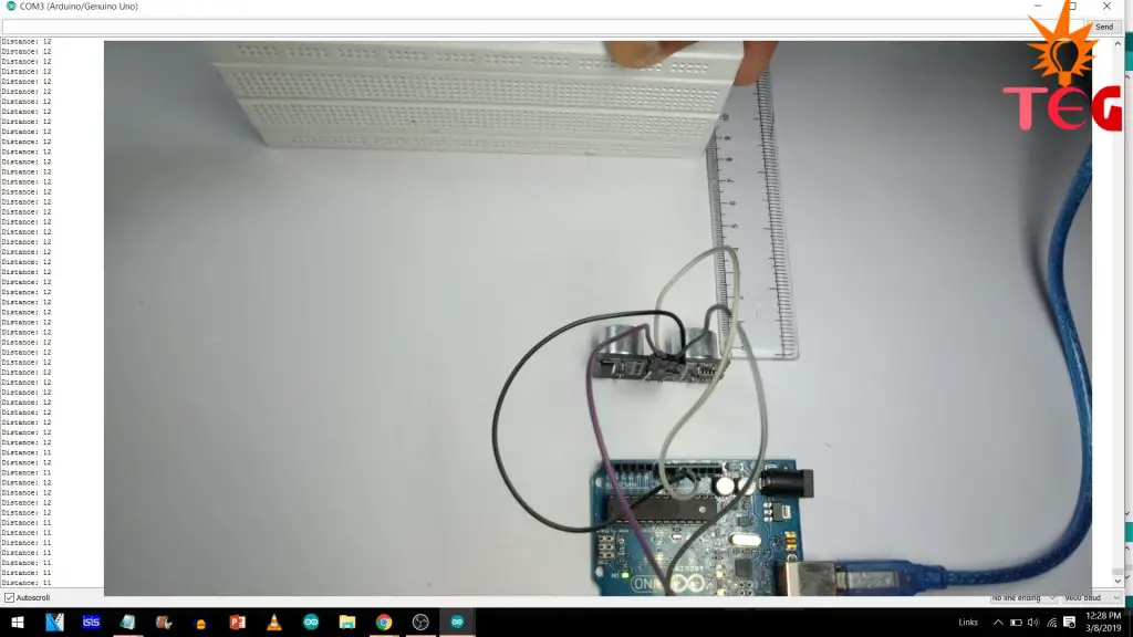 Distance measurement using HC-SR04 with Arduino