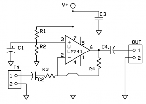 Inverting Audio Preamplifier circuit