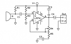 Electret Microphone Preamplifier Circuit