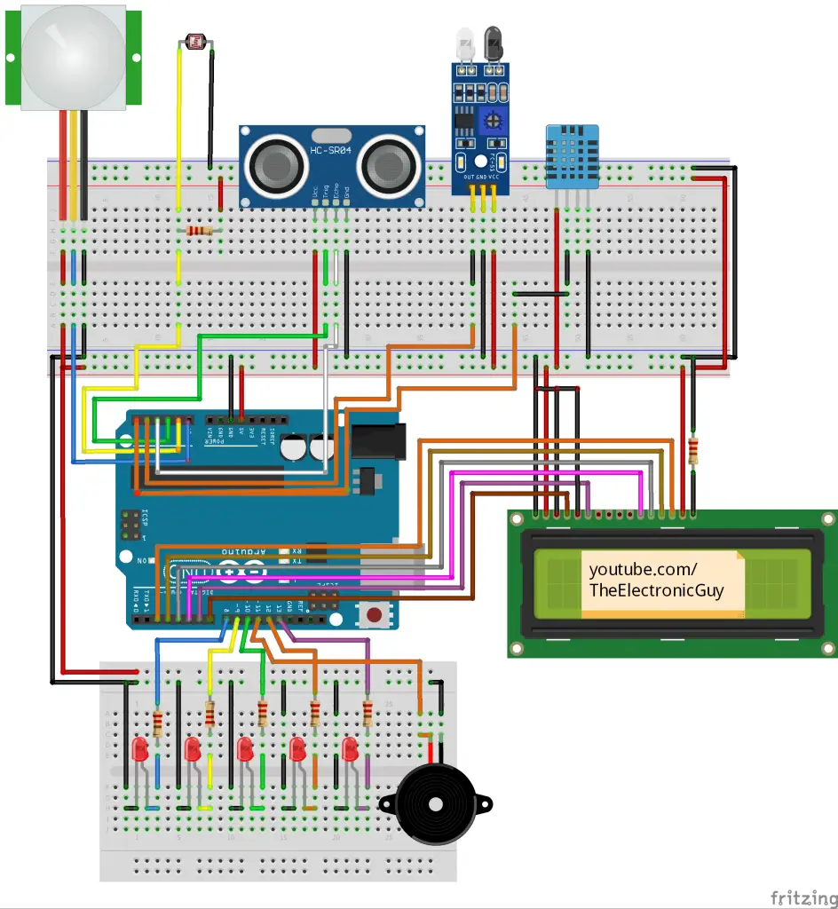Circuit Diagram: Multiple Sensors with Arduino