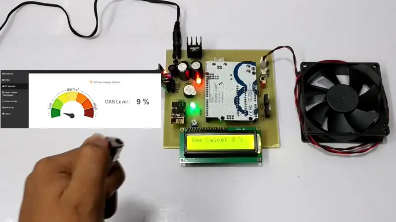 LPG detector with auto exhaust IoT project