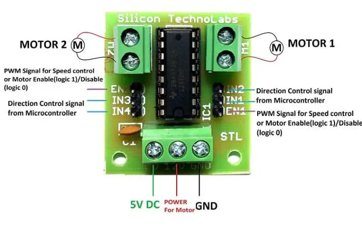 L293D Motor Driver Module Pinouts