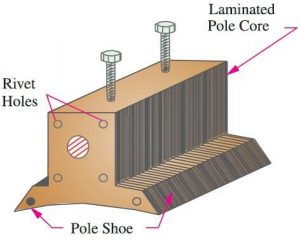 Pole core and pole shoe