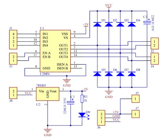 Schematic diagram of L298N motor driver