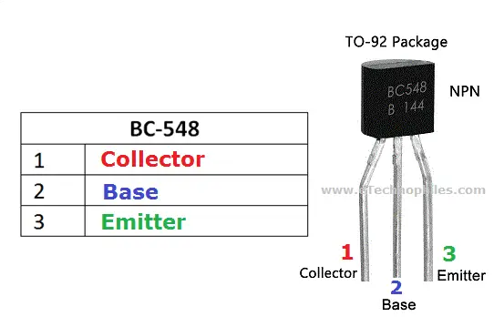 BC548 Transistor Pinout