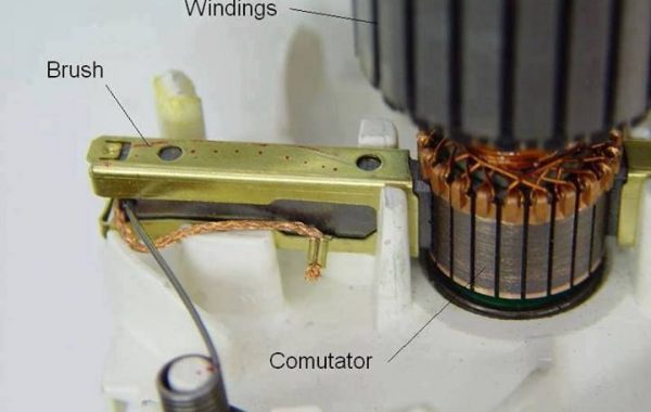 Commutator and brush assembly