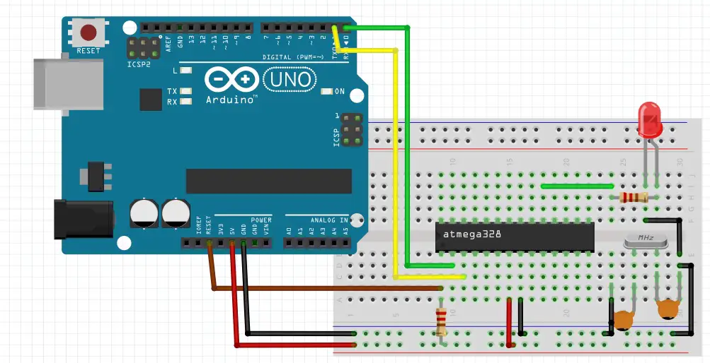 Arduino to ATmega328p connection to upload code