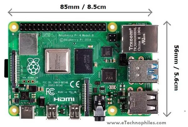 Physical dimesions of Raspberry pi 4