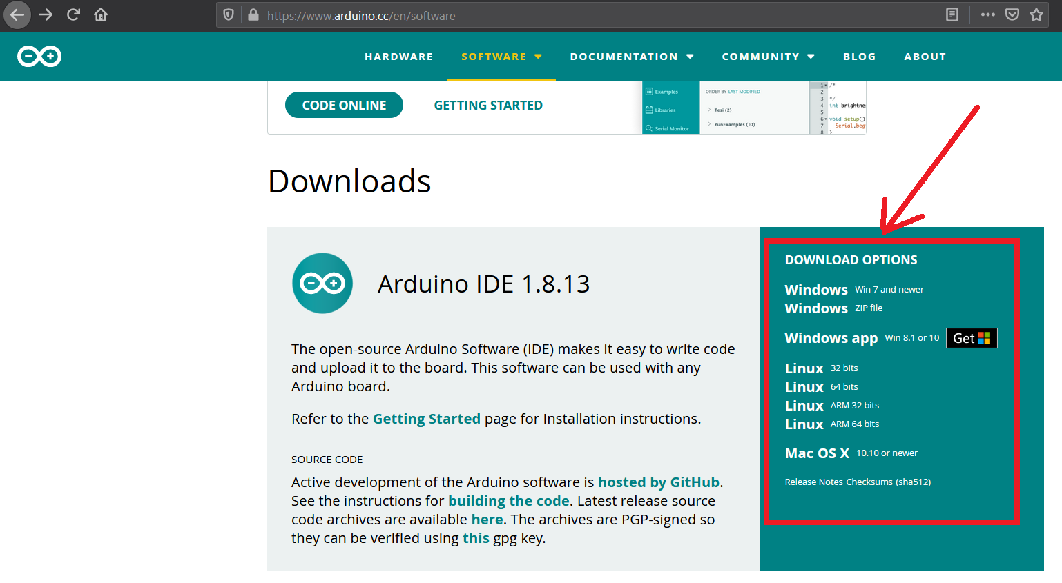 Download the Arduino IDE