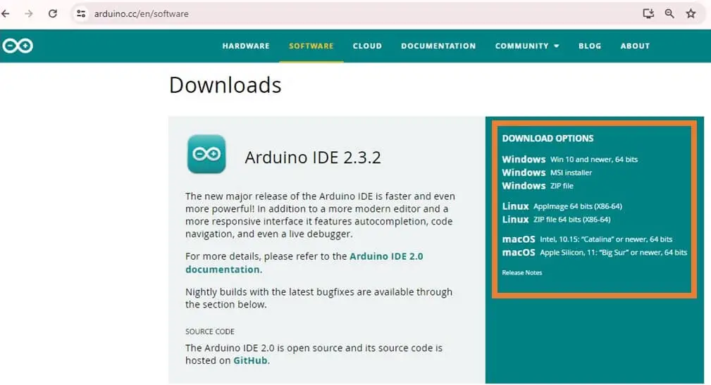 Downloading Arduino IDE 2.0