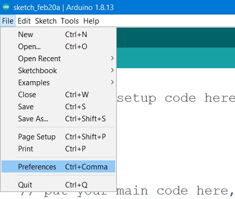 Preference option in Arduino IDE