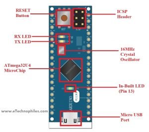 Arduino Micro Pinout, Specifications, Schematic & datasheet