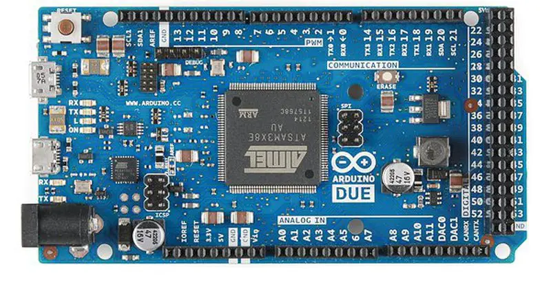 Top view of Arduino Due board 