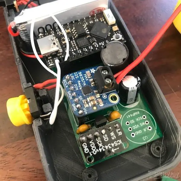 Assembled circuit of Walkie-talkie ESP32 project