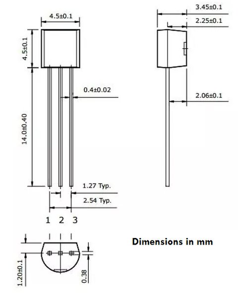 2N3904 Package Dimensions