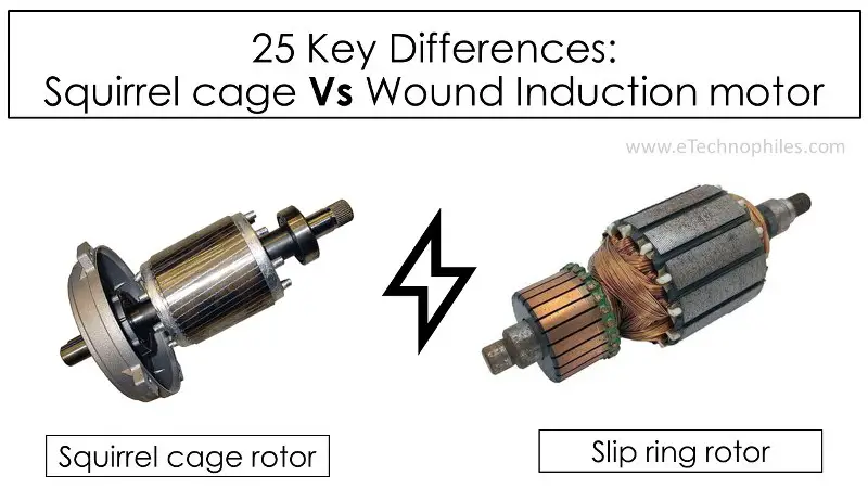 Differences between squirrel cage and wound induction motor