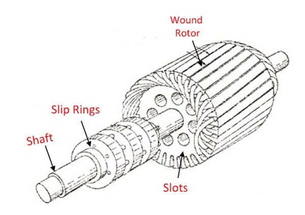 Differences between squirrel cage and wound rotor: Rotor of a wound induction motor