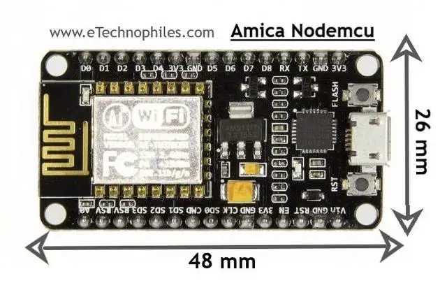 Amica Nodemcu esp8266 dimensions