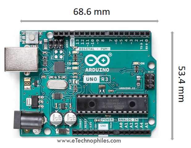 Dimensions of Arduino UNO