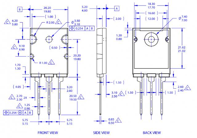 2SA1943 TO-264 Package dimensions