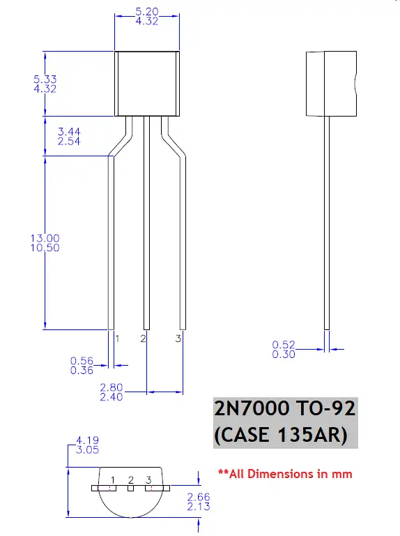 2N7002 Dimensions 2D Model