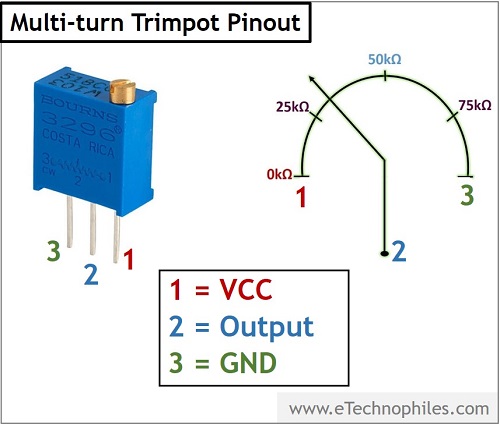 Multiturn Trim potentiometer pinout