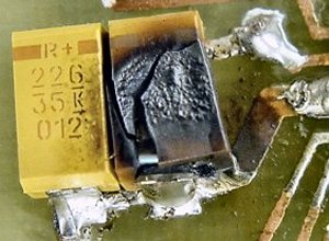 Damaged tantalum capacitor