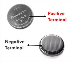 CR1620 positive and negative terminals