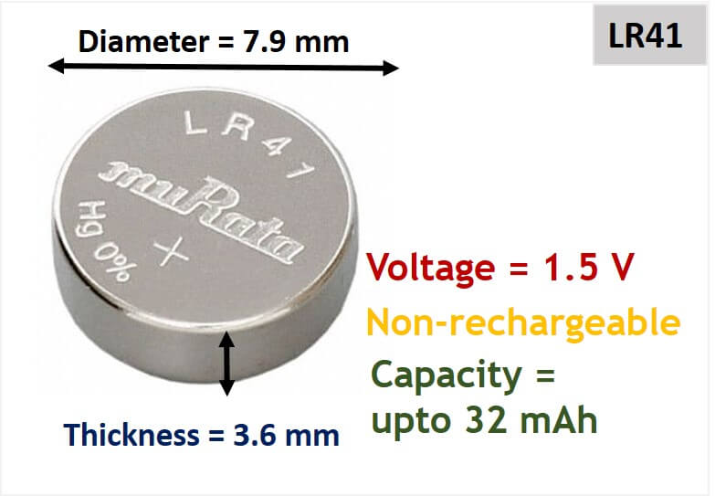 LR41 Size and capacity