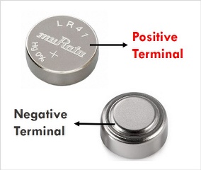 LR41 Positive and negative terminals
