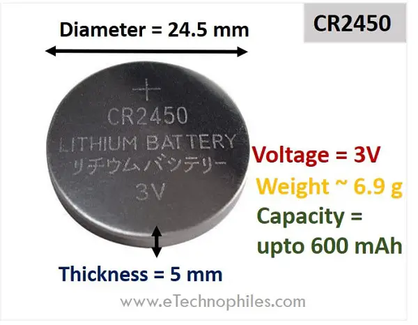 CR2450 specs