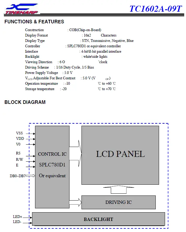 16 X2 LCD Datasheet