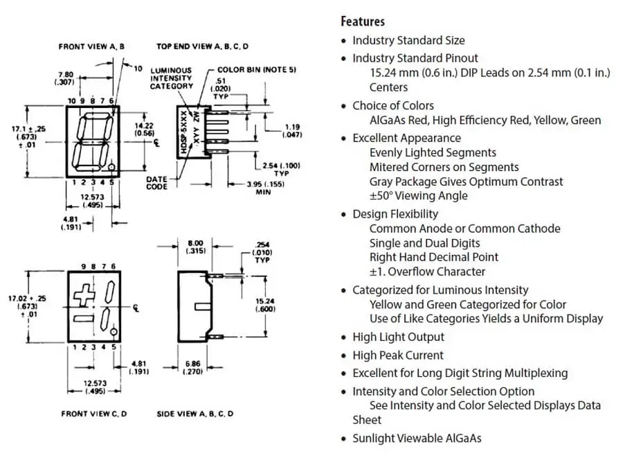 7-segment display datasheet