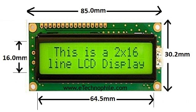 Dimensions of 16X2 LCD Display