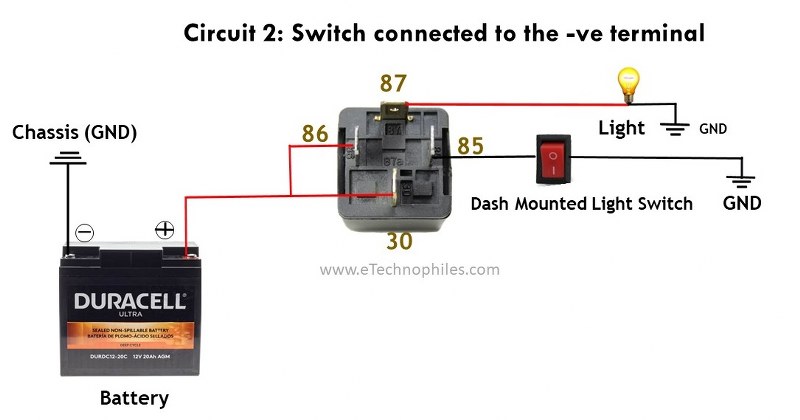 4-Pin Relay wiring Diagram Case 2