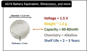 AG10 Battery Equivalent, Voltage, Dimensions, and more