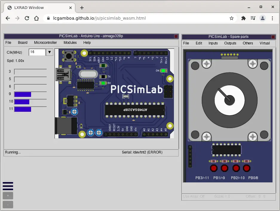 Simulating circuits in PICSIMLAB