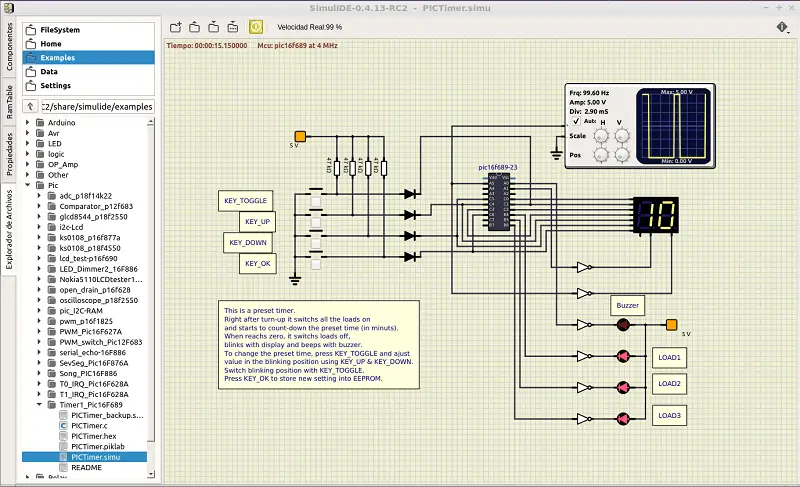 Simulating circuits in SimulIDE