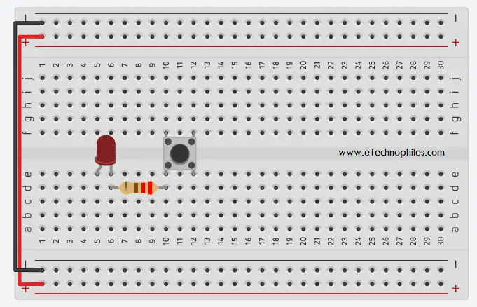 Components placed on the breadboard