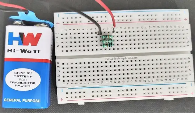 Parallel Circuit on a breadboard using Resistors