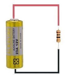 12v battery in series with 10 ohm resistor