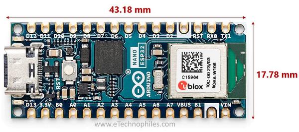 Dimensions of Arduino Nano ESP32