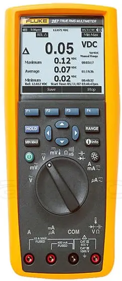 DC voltage mode selected in an Autoranging multimeter