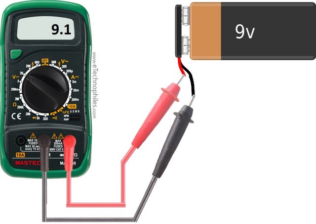 How to test a 9V battery with a multimeter