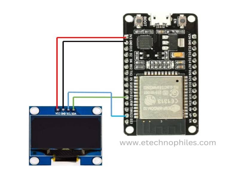 Circuit diagram of the WiFi Strength Checker Using ESP32