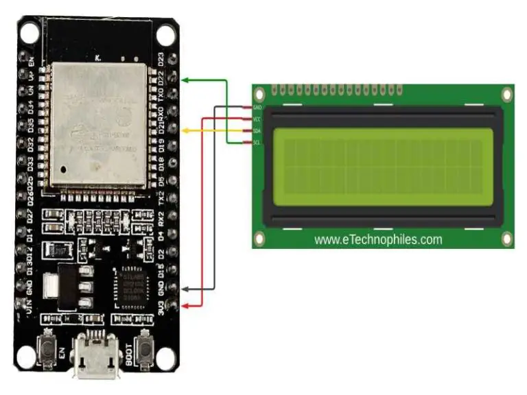 Smart Noticeboard ESP32 Project using 16X2 LCD