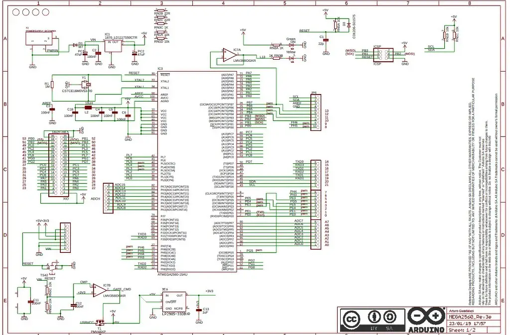 Page 1 (Arduino Mega schematic)