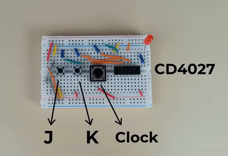 JK flip flop using CD4027